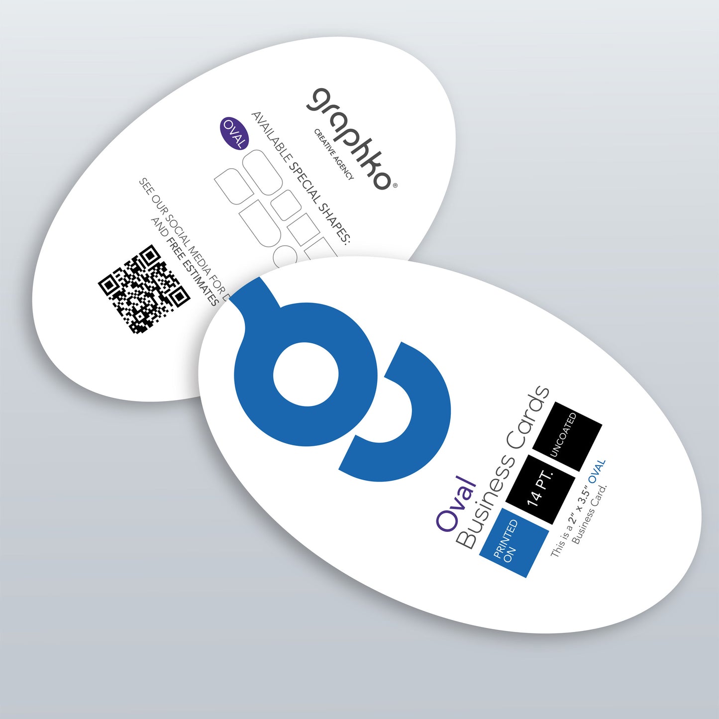 Oval Business Cards | Horizontal | 14pt Cardstock | Uncoated